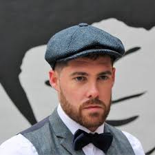 The B15 Navy Blue Herringbone Eight Piece Cap