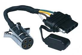 Go to a trailer supply store and choose a wiring adapter that bridges the gap between your two connectors. 47465 Hopkins Mfg Trailer Wiring Connector Adapter 4 Pole Round To 4 Wire Flat