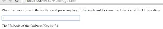 Keycode Unicode Value In Javascript Tech Funda