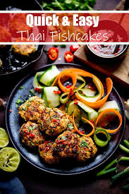 Thai Fishcakes With Vegetable Ribbons And Fresh Chilli Dipping Sauce A Delicious Easy Summer Dinner Packed With Thai Fish Cakes Fish Cakes Recipe Fish Cake