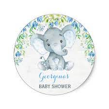 Boy Elephant Thank You Sticker Baby Shower Favors Zazzle Com Elephant Baby Shower Favors Baby Shower Stickers Baby Shower Favors