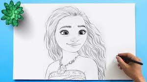 Draw a big triangle under head as a guide for moana's torso by first drawing a horizontal. Moana Drawing How To Draw Disney Princess Moana Youtube