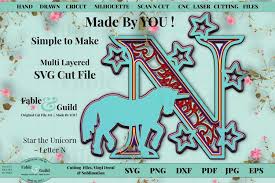 Unicorn Svg 3d Layered Alphabet Pony Horse Cut File Letter N 1273870 Cut Files Design Bundles