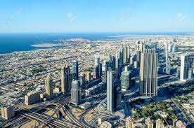 Aerial view of the sheikh zayed road at dusk. Dubai City Aerial View On A Futuristic Cityscape With Modern Stock Photo Picture And Royalty Free Image Image 66811026