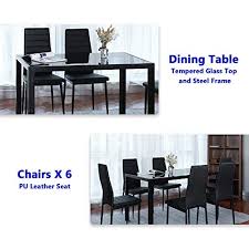 Traditional or formal dining sets generally consist of a large table with chairs. Bahom 7 Piece Kitchen Dining Table Set For 6 Glass Table And Pu Leather Chairs Set Of 6 For Breakfast Black Pricepulse
