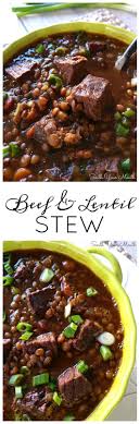 Beef Lentil Stew A Hearty Beef Stew Made With London Broil Sirloin Or Chuck A Rich Beef Stock And T Beef Lentil Stew Lentil Stew Hearty Beef Stew Recipes