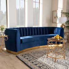 Baxton Studio Milena Glam Royal Blue Velvet Fabric Upholstered Gold Finished Sofa Bsotsf5504a D Blue And Gold Living Room Blue Velvet Fabric Upholstered Sofa
