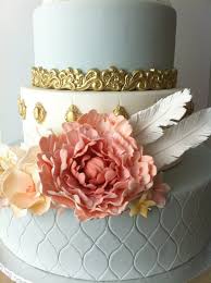 Giant Peony Filler Flowers Feathers And Gold Border Details From Yesterdays Cake Cake Borders Beautiful Cakes Cake Designs