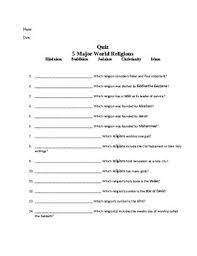 Play our roman catholicism quiz games now! 5 Major World Religions Quiz By D S Designs Teachers Pay Teachers