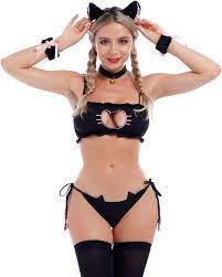 Amazon.com: Lingerie for Women for Sex Play Sexy Slutty Naughty Cat Bunny  Anime Cosplay Foreplaying Role Playing Costume Bra Bodysuits Thong  Stockings Tail Bridal Stripper Outfit Cat's Black one size : Clothing,
