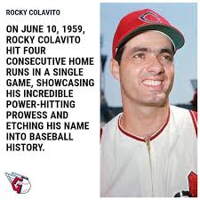 Today In 1959: Cleveland Indians slugger Rocky Colavito clubs 4 HRs in one  game vs. the Baltimore Orioles! #MLB #Guardians #Baseball #History