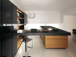 Cuisine avec îlot noir et plan de travail en inox. 1001 Exemples Sublimes De La Cuisine Noire Et Bois