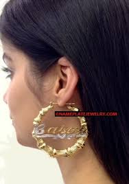 Check out our gold bamboo earrings selection for the very best in unique or custom, handmade pieces from our hoop earrings shops. Personalized Hoop Bamboo And Name Earrings