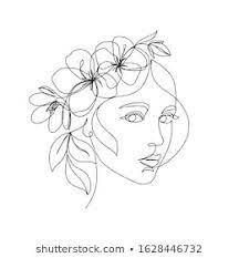 Flower bouquet in woman head single line art. Pin On Line Art Vector For Design
