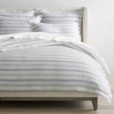 Soft, crisp and airy 100% egyptian cotton duvet cover, in a blue and white candy stripe, made from our classic lightweight percale weave. Luxury Chambers Linen Yarn Dye Stripe Bedding Williams Sonoma