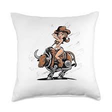 Amazon.com: Sexy Cowgirl Riding Mechanical Bull Rodeo Girl Bull Rider Throw  Pillow : Home & Kitchen