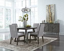 Dining room gray rectangular tables. Ashley Besteneer D568 Uph Dining Room Set 6pcs In Dark Gray D568 50 01 4 60