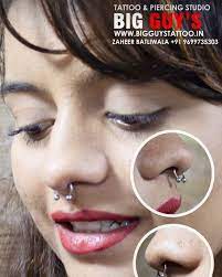 Septum Piercings Done At Big Guys Tattoo Studio Nose Piercings Done At Our Studio Septum Piercing With Beautiful Stu Septum Piercing Nose Piercing Piercing