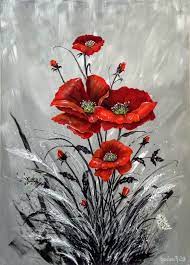 Realisee A L Acrylique Format 70 X 50 Cm Flower Art Painting Poppy Flower Painting Flower Painting