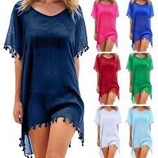 Madjtlqy Women Swimsuit Cover Up Swimwear Bathing Suits Summer Mini Dress Loose Solid Pareo Cover Ups Walmart Com In 2021 Womens Beach Dresses Women Swimsuits Beachwear For Women