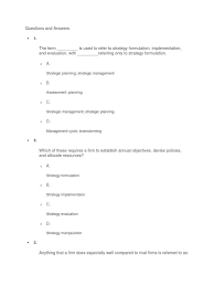 In qualitative research, sampling that involves selecting diverse cases is referred to as 6. Questions And Answers Strategic Management Strategic Planning