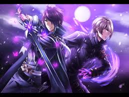Safebooru 2boys Arm Belt Ateliae Belt Black Pants Brown Eyes Bug Butterfly Cape Earrings Epic Epic7 Fingerless Glov Dark Fantasy Art Anime Purple Backgrounds