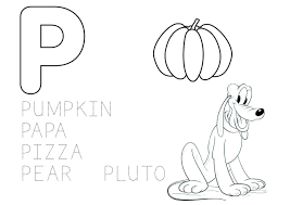 Download free floral alphabet letter p coloring pages. Learn The Alphabet Coloring Page Letter P With Pluto Educational Printables Drakl