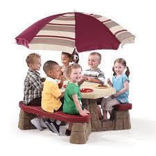 Step2 Naturally Playful Picnic Table With Umbrella Step2 Toys R Us Kids Picnic Table Picnic Table With Umbrella Kids Outdoor Furniture