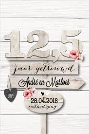 Trendy Jubileumkaart Met Bloem En Sloophout Huwelijksjubileum Koperen Bruiloft Uitnodiging