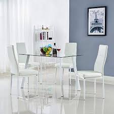 Bonnlo 5 Pieces Dining Set Modern Dining Table Set For 4 Persons Kitchen Dining Table With 4 Pu Dining Sets Modern Modern Dining Table Set Dining Table Chairs