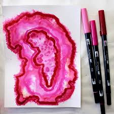 Draw A Pink Agate Slice For National Pink Day Tombow Usa Blog National Pink Day Tombow Tutorial Pink Agate