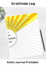 Gratitude Log Sunshine Sun Ray Bullet Journal Dotted Grid Etsy In 2021 Bullet Journal Dot Grid Bullet Journal Notebook Bullet Journal Writing