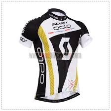 2014 team scott biking apparel riding jersey top shirt maillot cycliste white black yellow