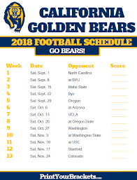 2018 Printable California Golden Bears Football Schedule Eagles Football Appalachian State Football Mountaineers Football