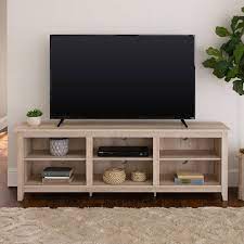 Wood Media Storage Console Tv Stand For Tvs Up To 80 Barnwood Saracina Home Saracina Home Tv Stand With Storage Media Storage Console