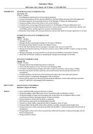 Job description and duties for clinical research coordinator. Finance Coordinator Resume Samples Velvet Jobs