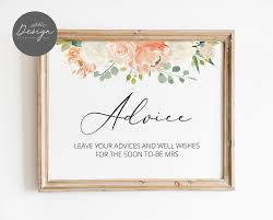 Advice Sign Printable Advice Cards Bridal Shower Wedding Advice Cards Instant Download Br13 Wedding Advice Cards Bridal Shower Signs Advice Cards