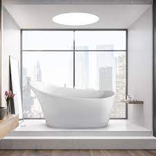 This modern streamline 59 deep soaking bathtub is designed with a beautiful white gloss finish and an internal drain to keep its sleek design. Streamlinebath 63 X 30 Freestanding Soaking Acrylic Bathtub Reviews Wayfair