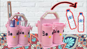 Ide Kreatif Tempat Pensil Hello Kitty Dari Botol Plastik Bekas Youtube