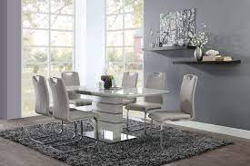 White porcelain plates with simple painted designs means dinnertime will always put a smile on your face. H Range Uk Giovanni White High Gloss Chrome Dining Table Set And 4 Faux Leather Chairs Seat Black Brown White Table Only Home Kitchen Furniture