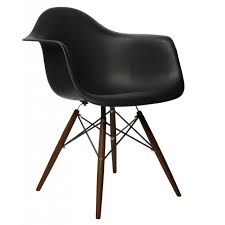 Eames Style Daw Molded In Black Plastic Dining Armchair With Dark Walnut Wood Eiffel Legs Scandinavian Armchair Solid Wood Dining Chairs Dining Chairs