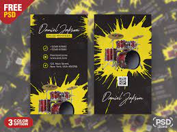 Monochromatic dark guitarist man wide angle photo music business card. Music Band Business Card Psd Psd Zone