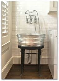 galvenized wash sink tub or mudroom