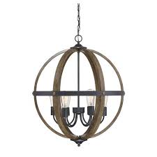 251 First Fulton Wood And Black Six Light Globe Pendant Bellacor