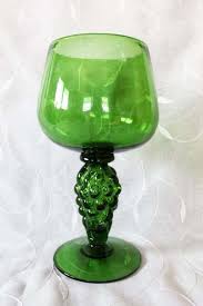 Vintage indiana milk glass 7 drink glass tumbler harvest grape design &1 cup. Extra Large Vintage Green Wine Glass Chalice 1 Liter Green Glass Vase Grape Design Handmade Hand Blown Style Roemer Emerald Green Glass Vinterior
