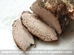 Delicioso lomo de cerdo, cocinado al horno con varias especias y patatas de guarnición. Lomo Asado De Cerdo A La Sal Receta