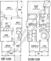 If you build a home on a hill, typically that means your home can feature a walkout basement. This Narrow Two Story Inner City Urban House Plan Has 2858 Square Feet Of Living Space This Na Narrow House Plans House Plans One Story Narrow Lot House Plans