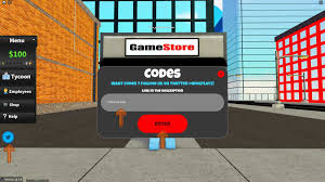 Game Store Tycoon Codes - Roblox