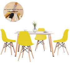 The best gatherings are held in warm and welcoming settings, and this dining set will be at the heart of it all. Stream Dining Table And Chair Set 4 Eiffel Retro Style Rectangular Table Chair With Wood Leg For Dining Room Modern Kitchen Furniture White Rectangular Table Yellow 4 Chair Buy Online In Aruba