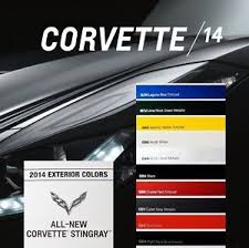 2014 Stingray Z51 Corvette Book Brochure Paint Chart